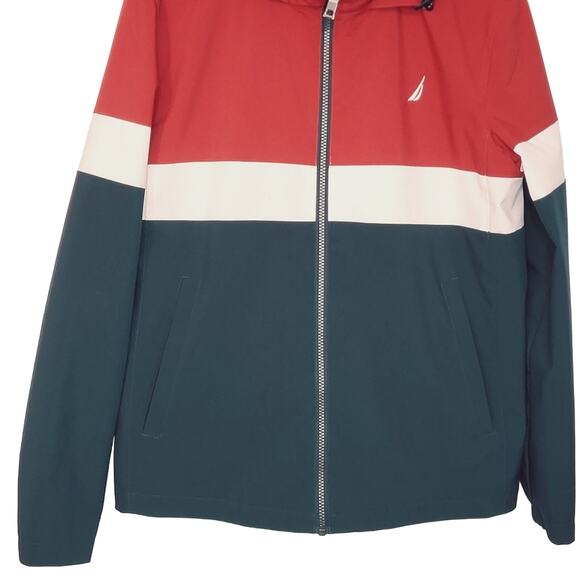 Nautica Color Block Hoodie Water & Wind Resistant Jacket Size Small - Picture 4 of 9